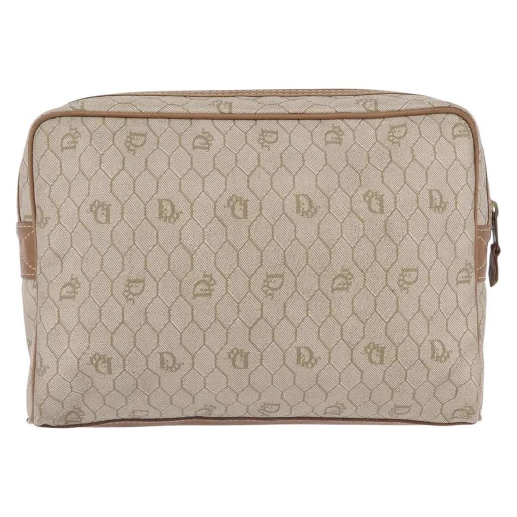 Christian Dior Vintage honeycomb clutch Beige Canvas Fair condition - Back View