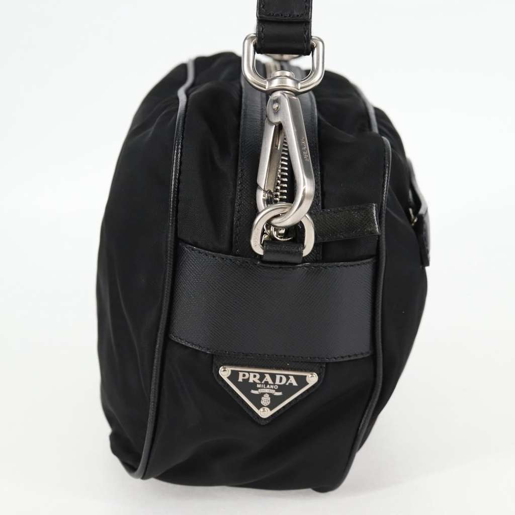 Prada Vintage Front Pocket Shoulder Bag Black Good condition - Model View