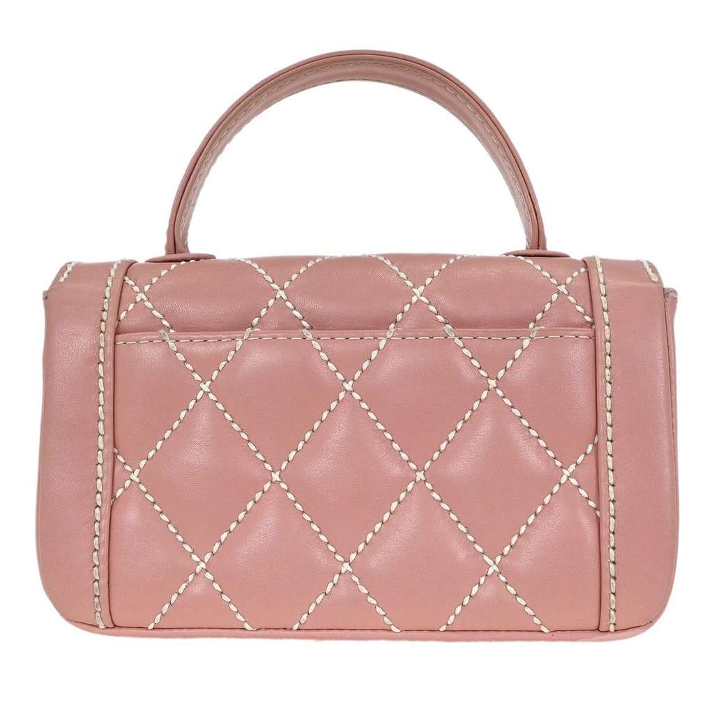 Chanel Wild Stitch Handbag Pink Leather Good condition - Back View
