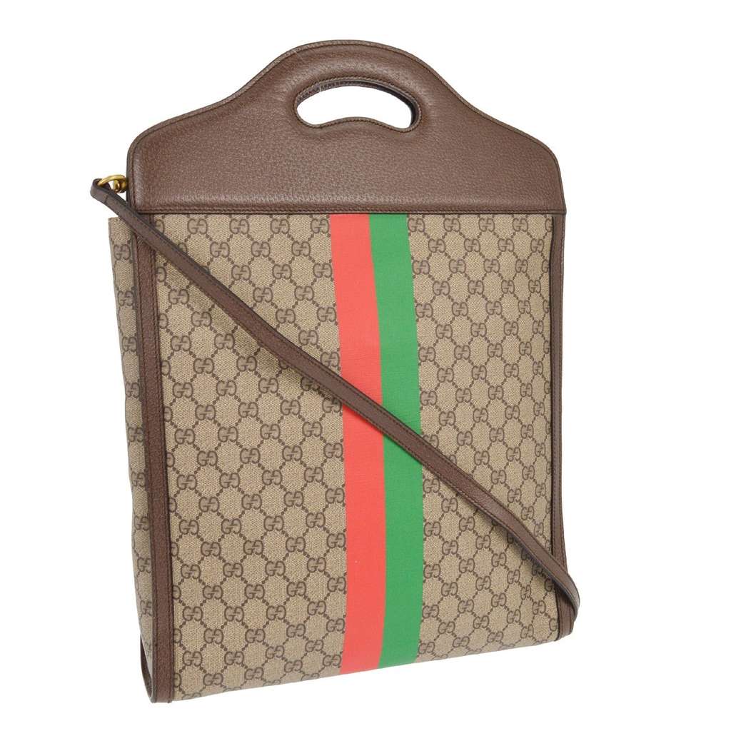 Gucci Cut Out Handle Tote Brown Canvas Good condition - Back View