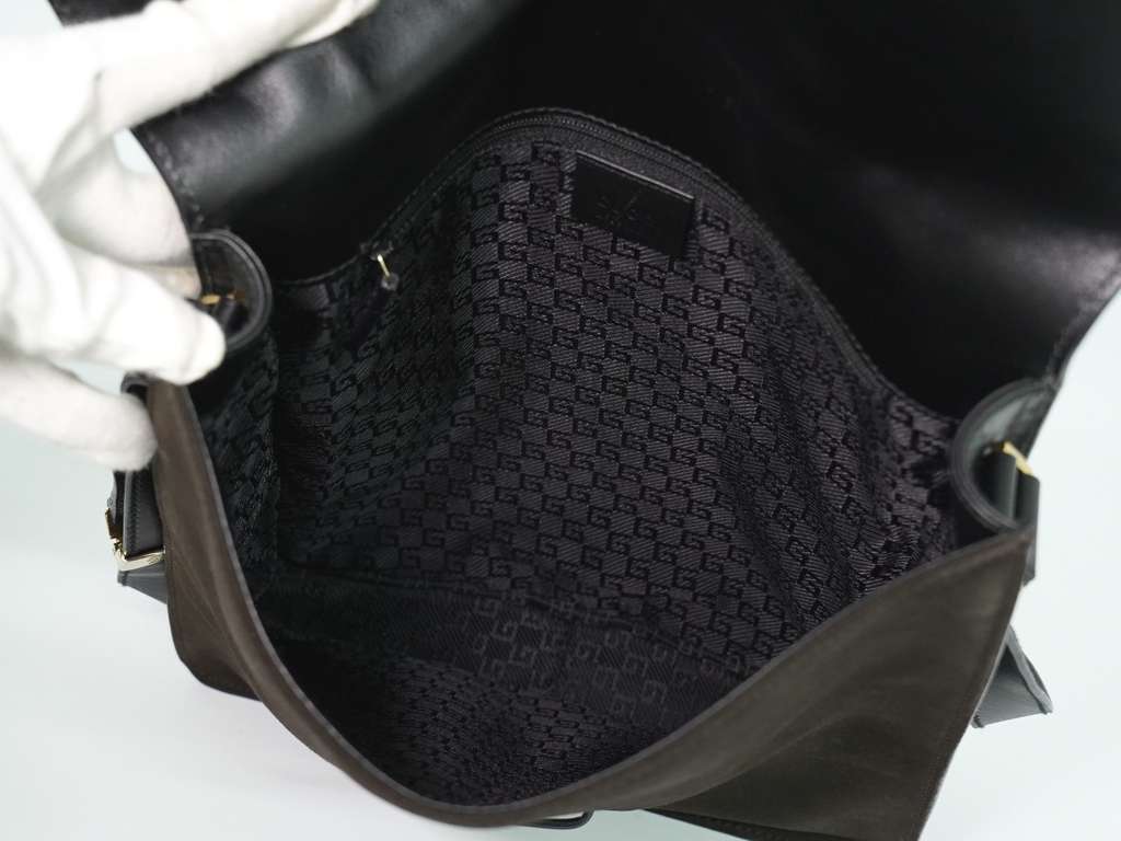 Gucci Tiger Head Shoulder bag Brown Suede Good condition - Inside View