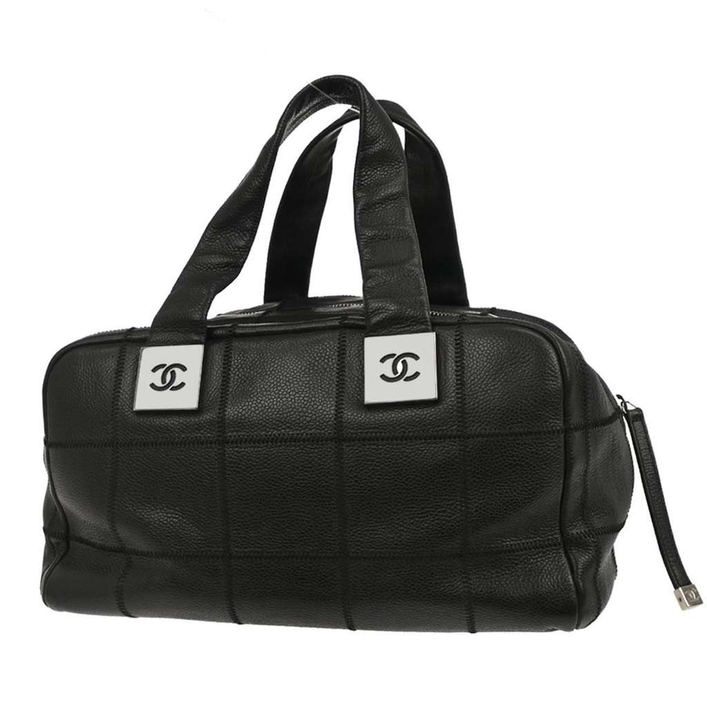 Chanel Square Stitch Bowler Bag Black Leather Good condition - Back View