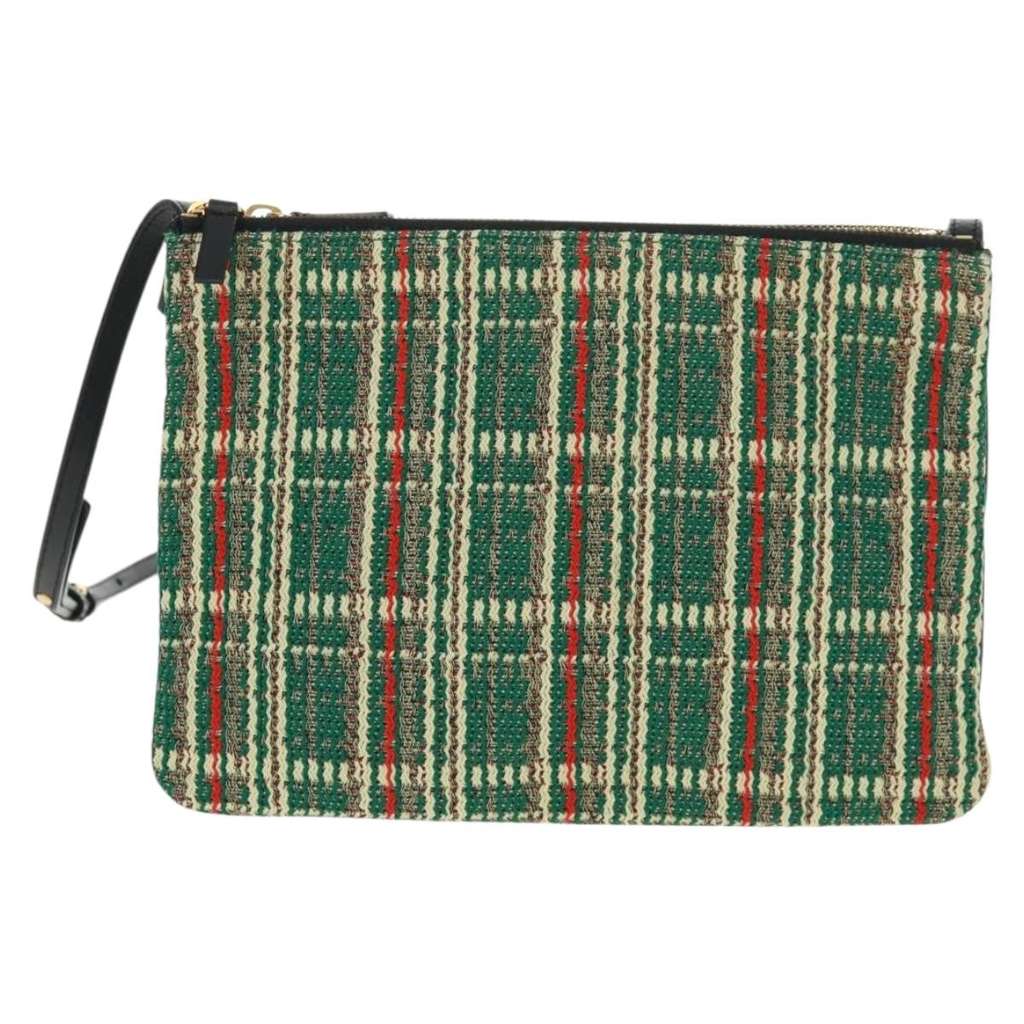 Celine Trio Crossbody Bag Green Tweed Good condition - Back View