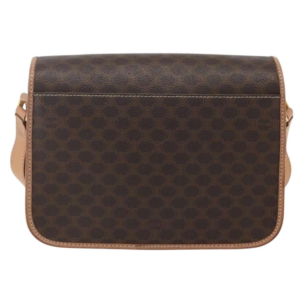 Celine Vintage Macadam Circle Logo Shoulder Bag Brown Canvas Good condition - Back View