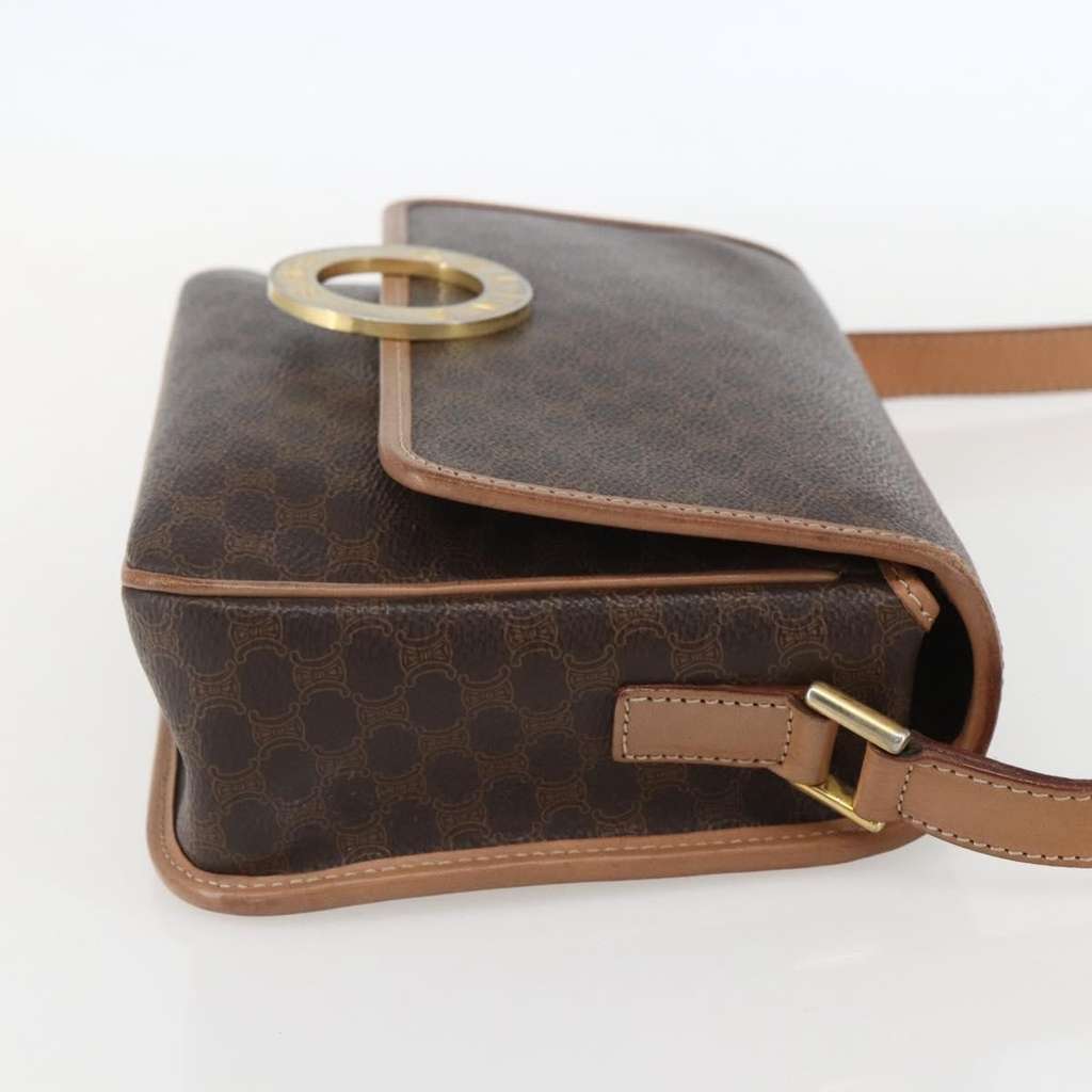 Celine Vintage Macadam Circle Logo Shoulder Bag Brown Canvas Good condition - Inside View