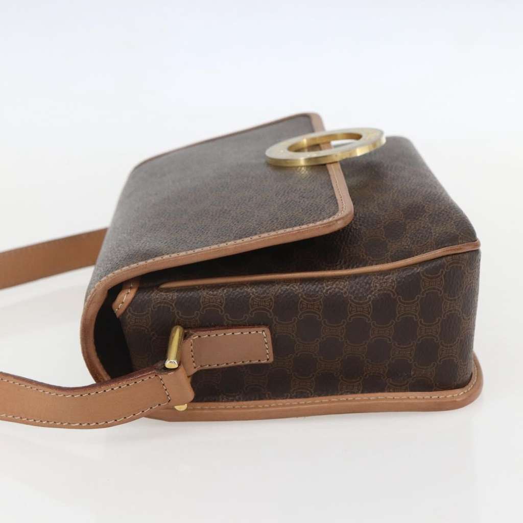 Celine Vintage Macadam Circle Logo Shoulder Bag Brown Canvas Good condition - Model View