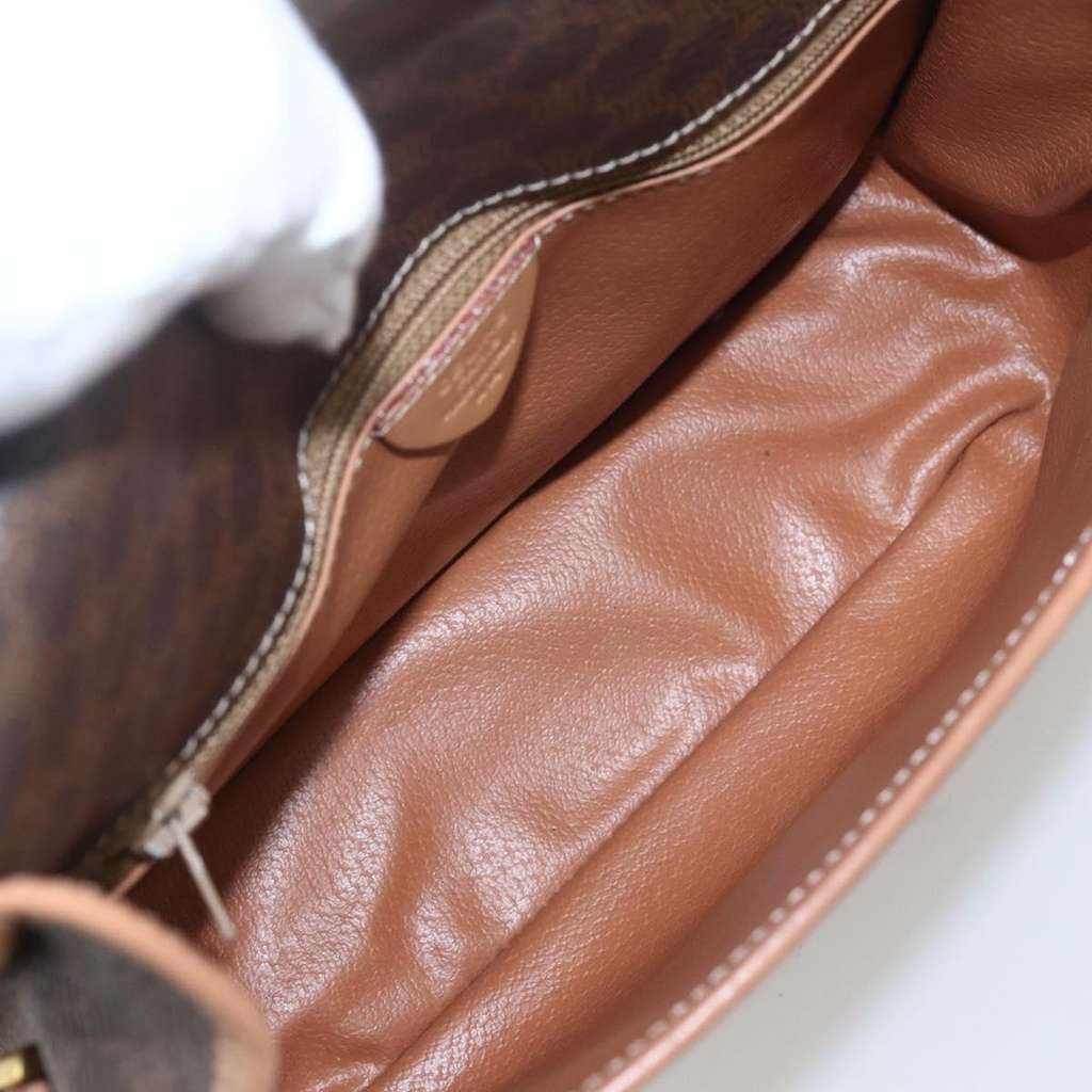 Celine Vintage Macadam Circle Logo Shoulder Bag Brown Canvas Good condition - Box View