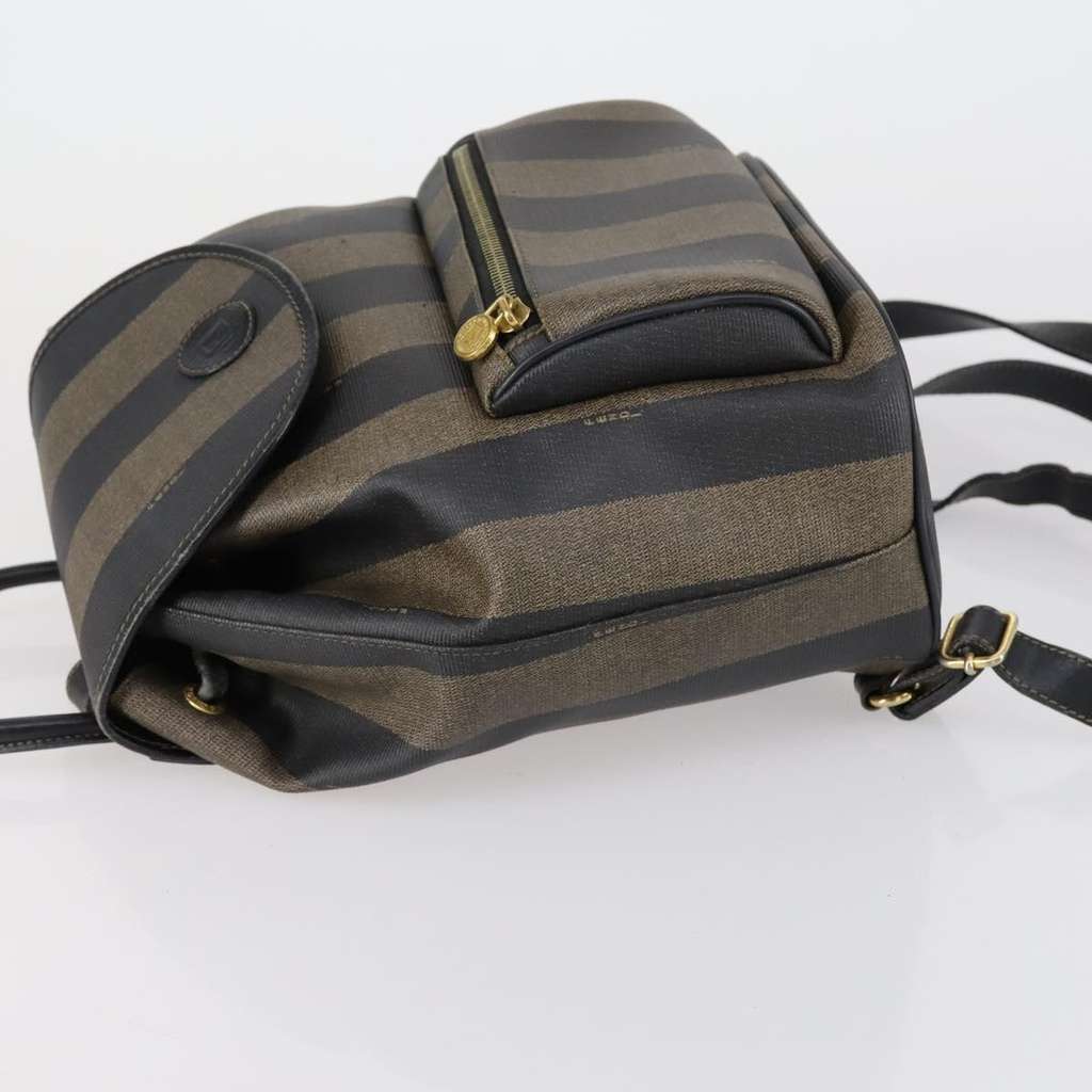 Fendi Pequin Front Pocket Backpack Brown Fair condition - Model View