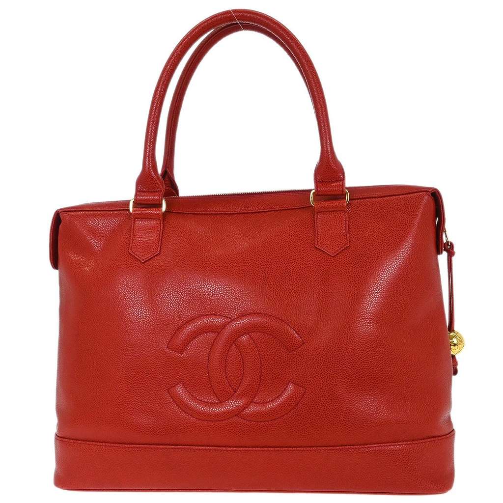 Chanel Vintage CC Front Pocket Briefcase Red Leather Good condition - Back View