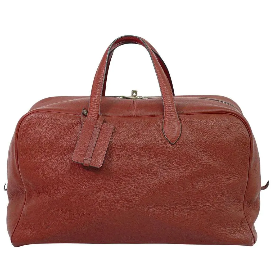 Hermès Victoria Travel Bag Red Leather Good - Front View