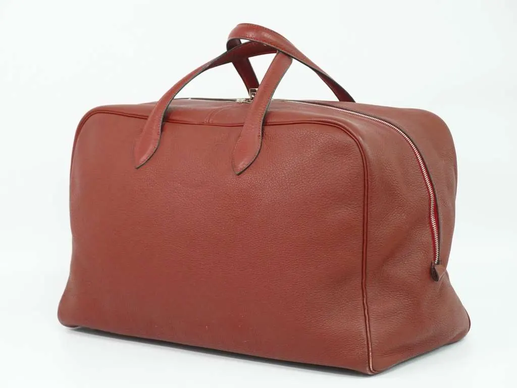 Hermès Victoria Travel Bag Red Leather Good - Back View