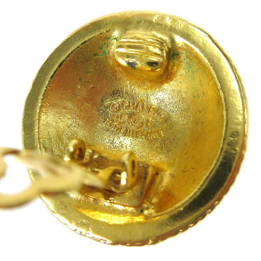 Chanel CC Round Earrings Gold Good condition - Inside View