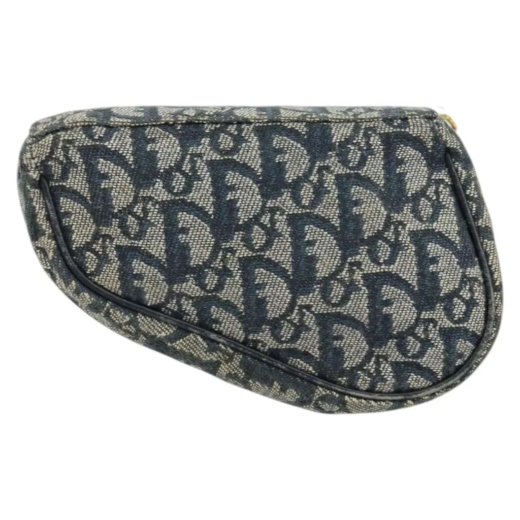 Dior Vintage Saddle Coin Purse Blue Canvas Good - Back View