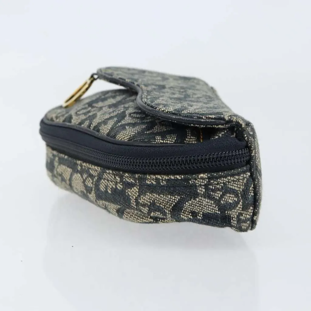 Dior Vintage Saddle Coin Purse Blue Canvas Good - Inside View