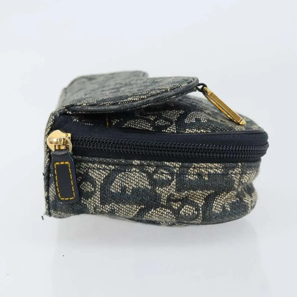 Dior Vintage Saddle Coin Purse Blue Canvas Good - Model View