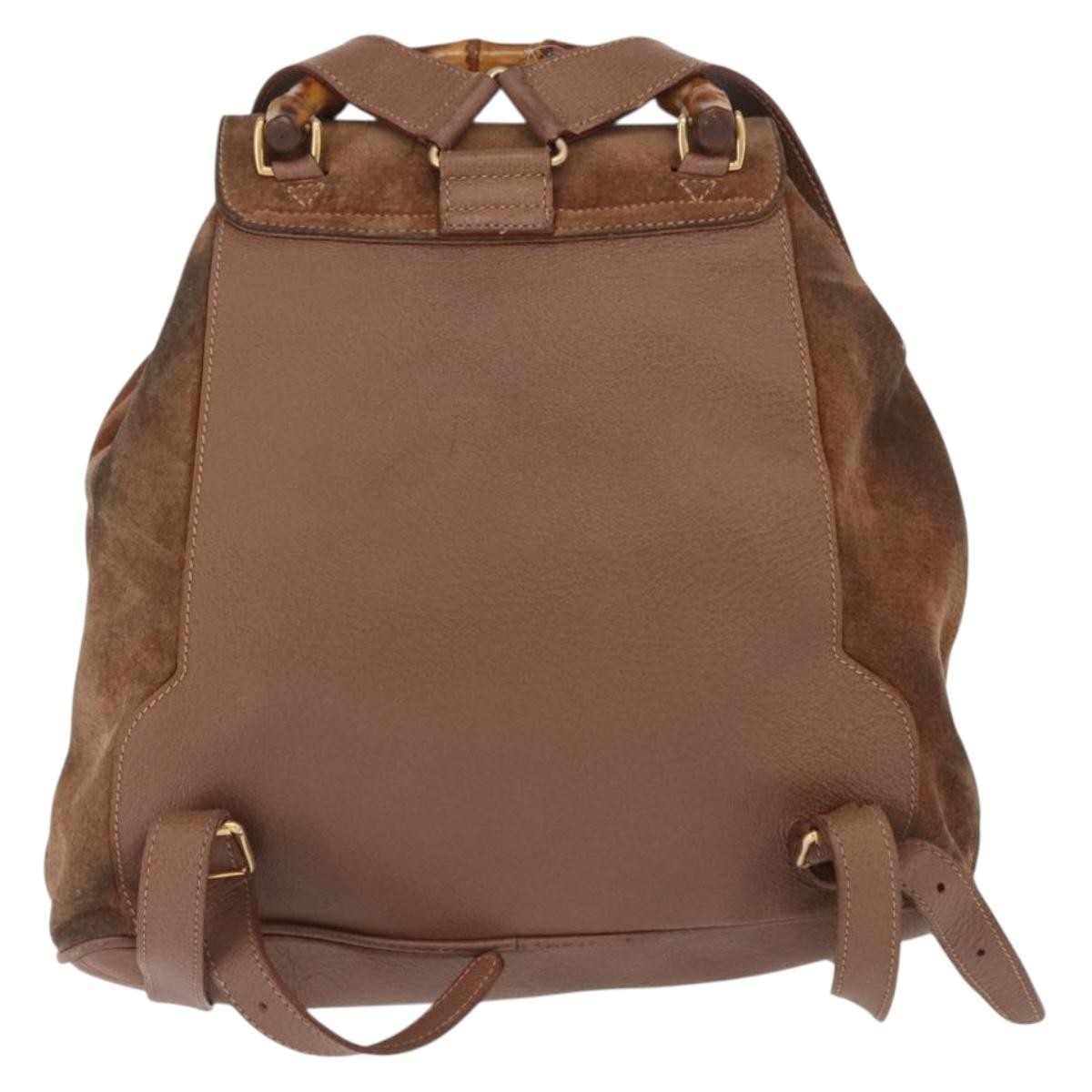 Gucci Vintage Bamboo Backpack Brown Suede Fair condition - Back View