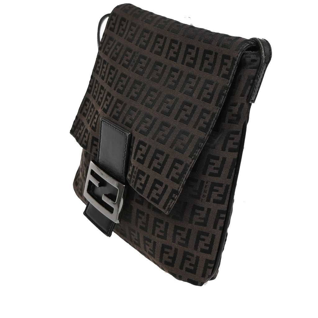 Fendi Vintage Flap Crossbody Bag Brown Canvas Good condition - Inside View