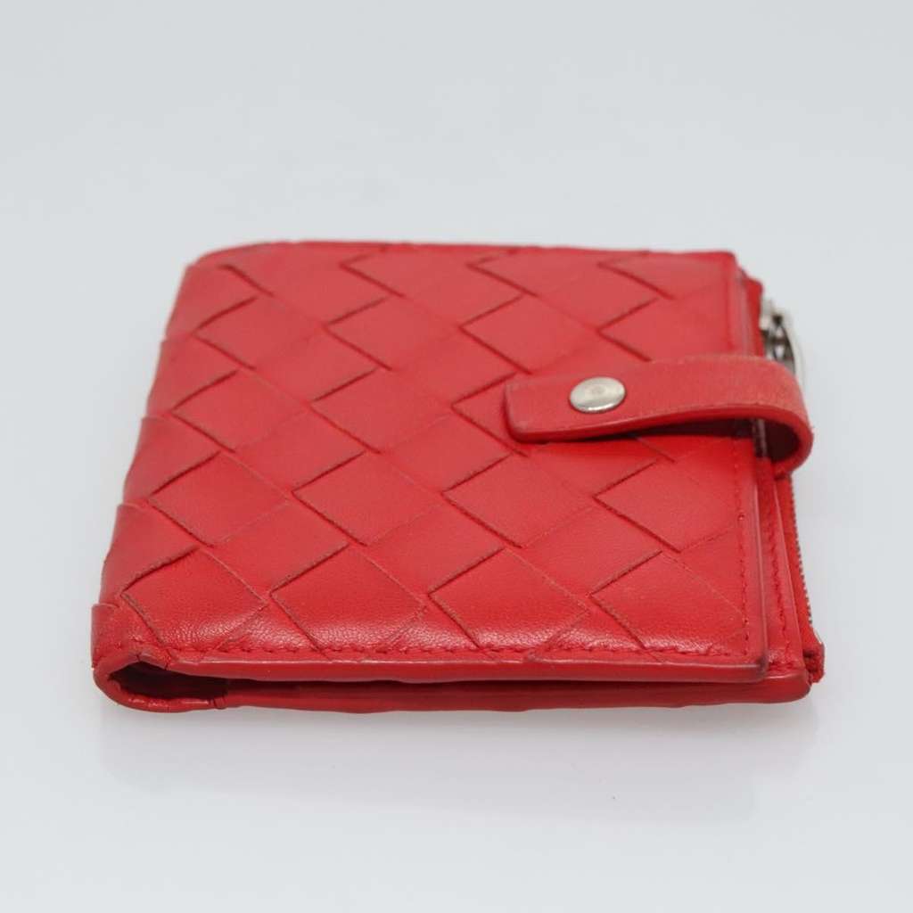 Bottega Veneta Bifold Coin Pocket Card Holder Red Leather Good condition - Inside View