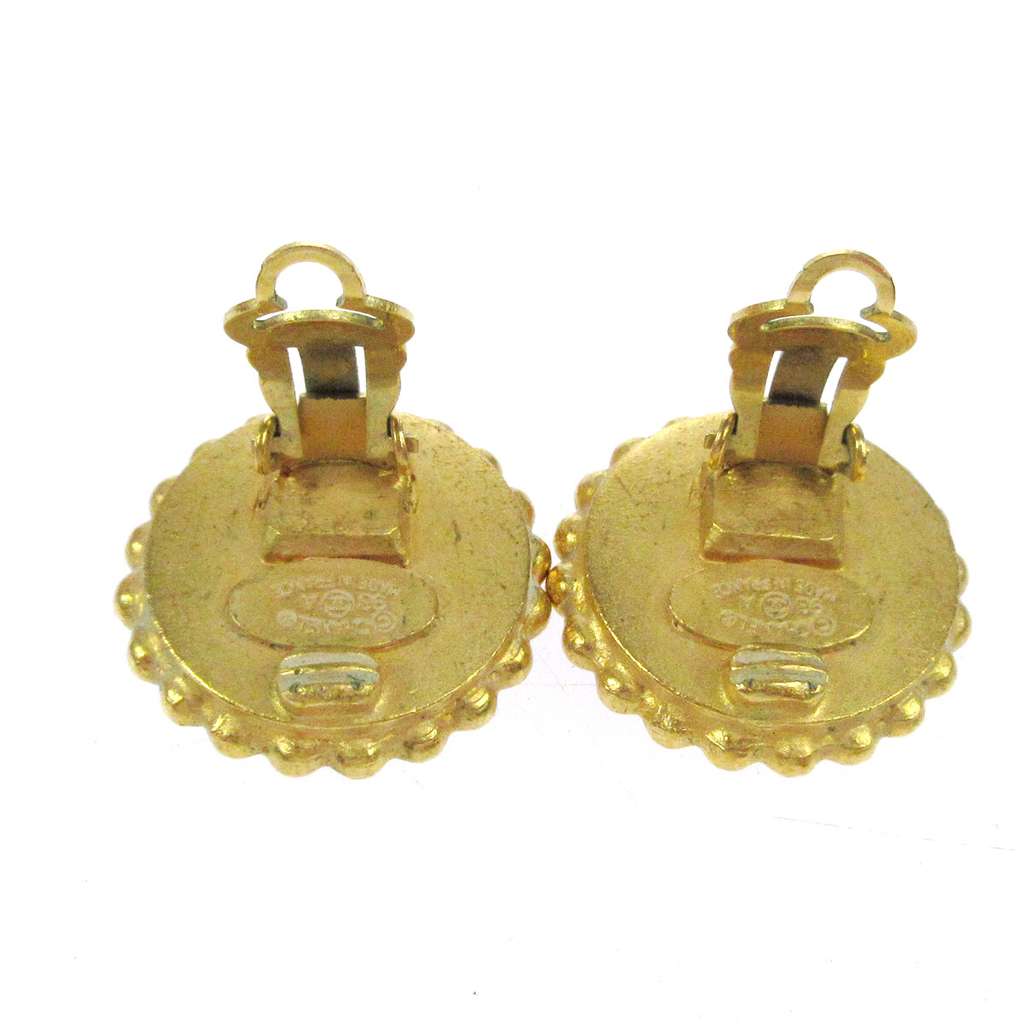 Chanel CC Round Earrings Gold Good condition - Back View
