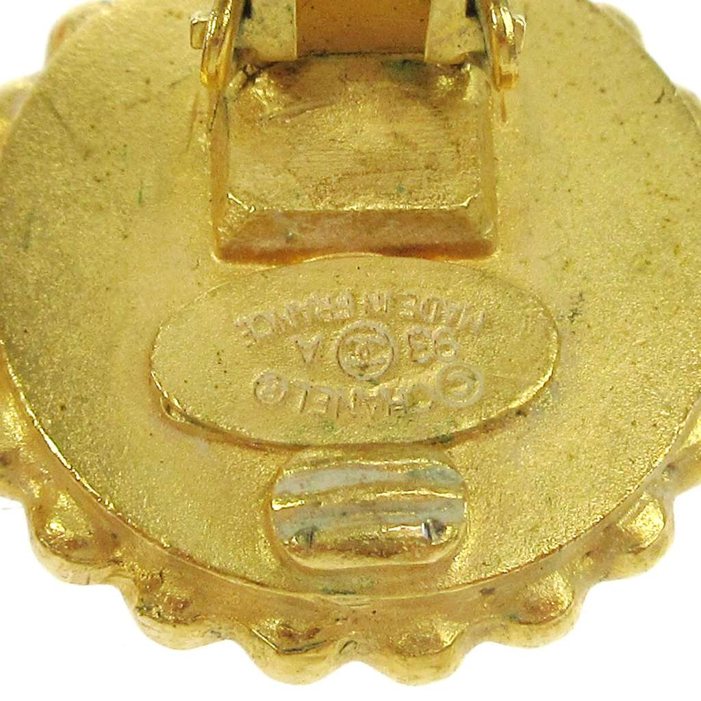 Chanel CC Round Earrings Gold Good condition - Inside View