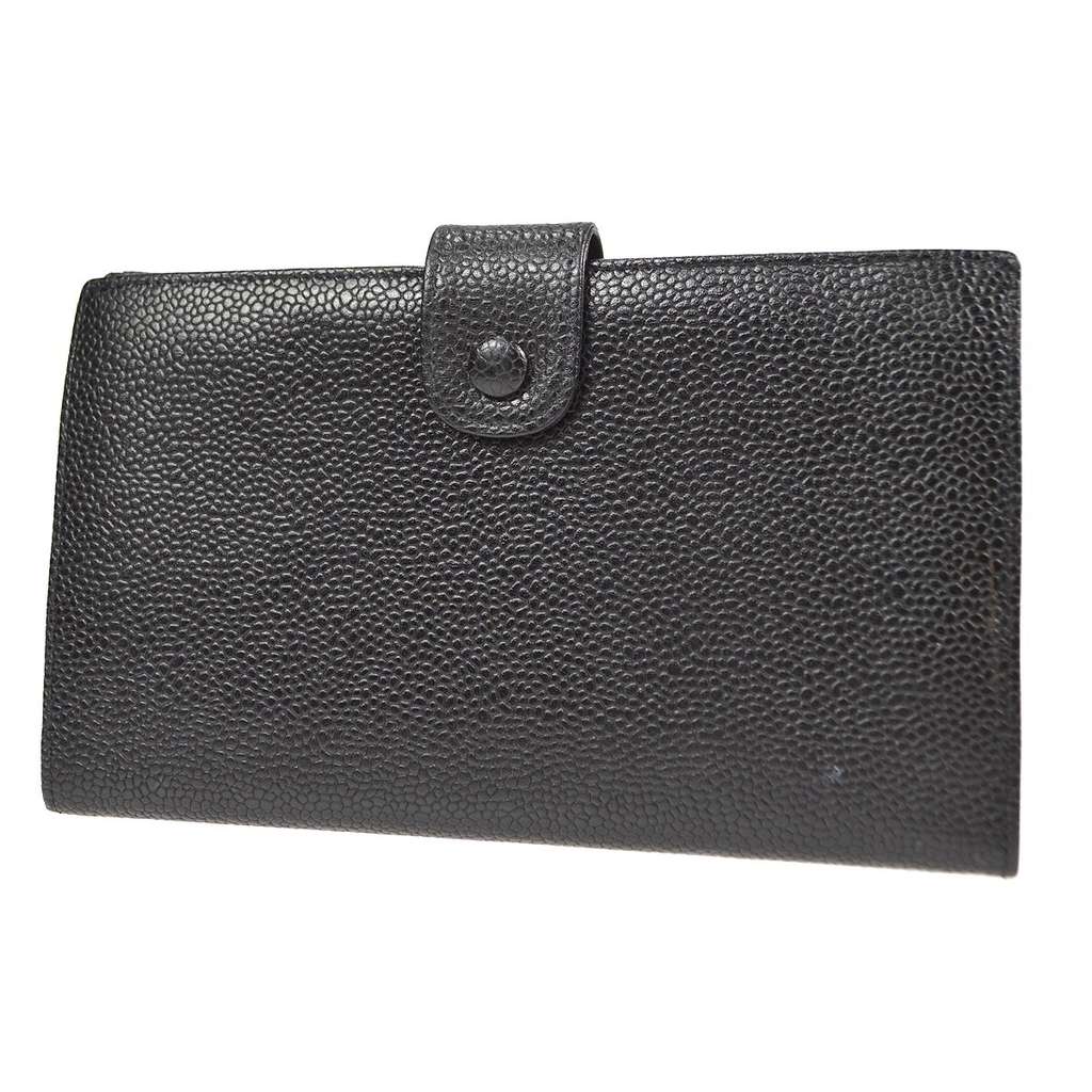 Chanel Timeless CC French Wallet Black Leather Good condition - Back View