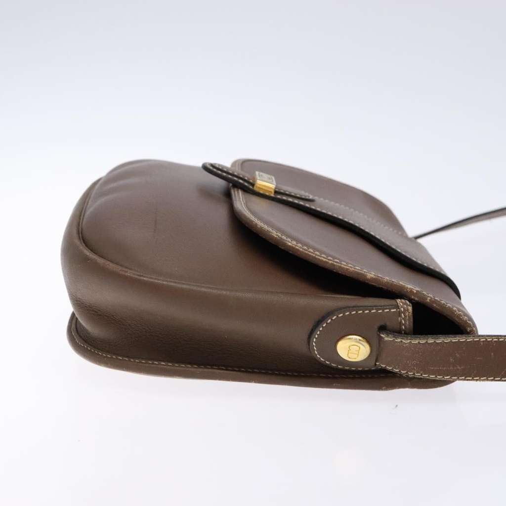 Christian Dior Vintage CD Flap Shoulder Bag Brown Leather Good condition - Inside View