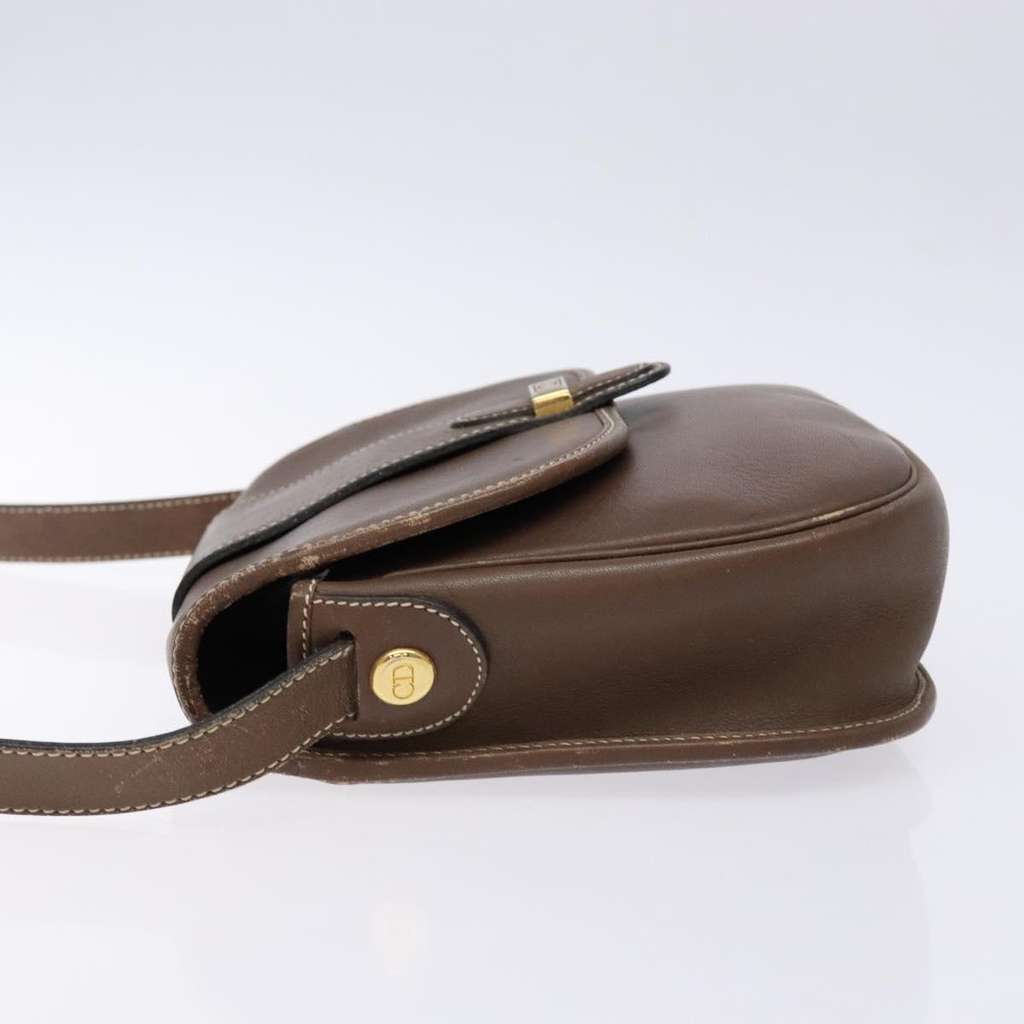 Christian Dior Vintage CD Flap Shoulder Bag Brown Leather Good condition - Model View