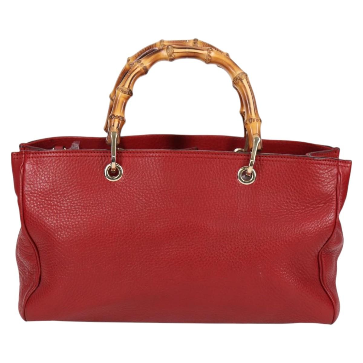 Gucci Bamboo Shopper Tote Red Leather Good condition - Back View