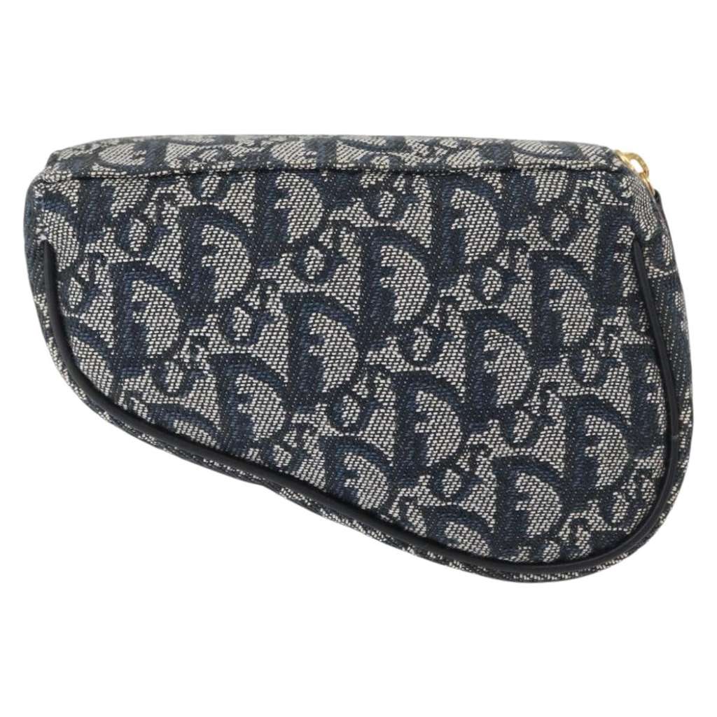 Christian Dior Saddle Zip Pouch Blue Canvas Good condition - Back View