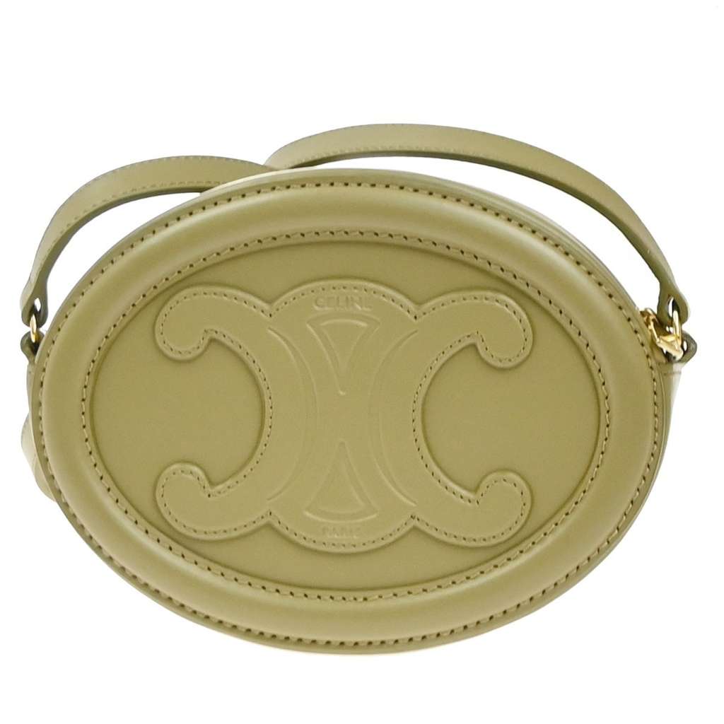 Celine Triomphe Oval Crossbody Bag Green Leather Good condition - Back View
