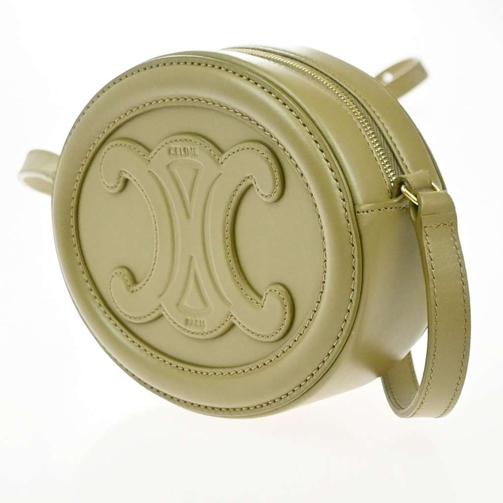 Celine Triomphe Oval Crossbody Bag Green Leather Good condition - Inside View