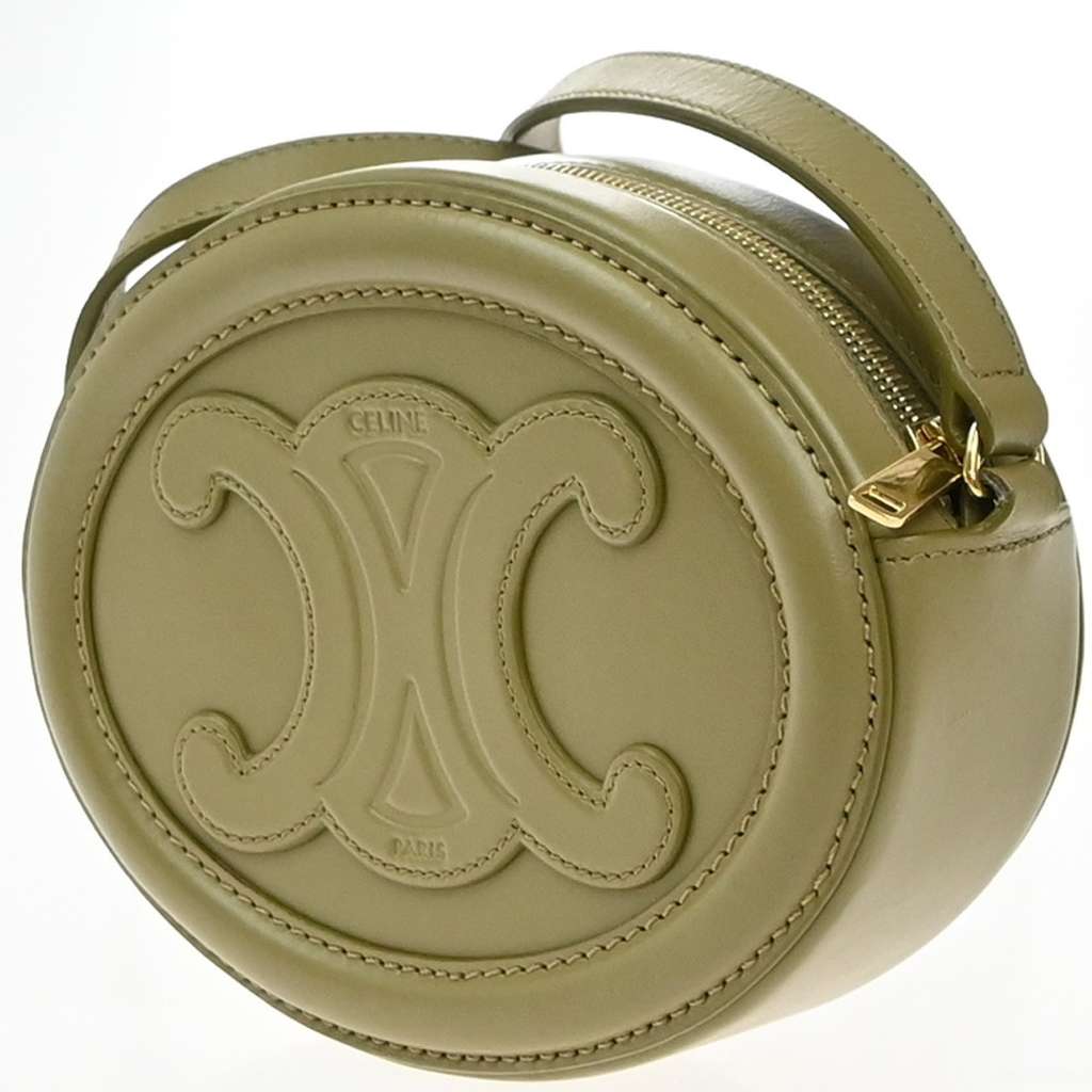 Celine Triomphe Oval Crossbody Bag Green Leather Good condition - Model View