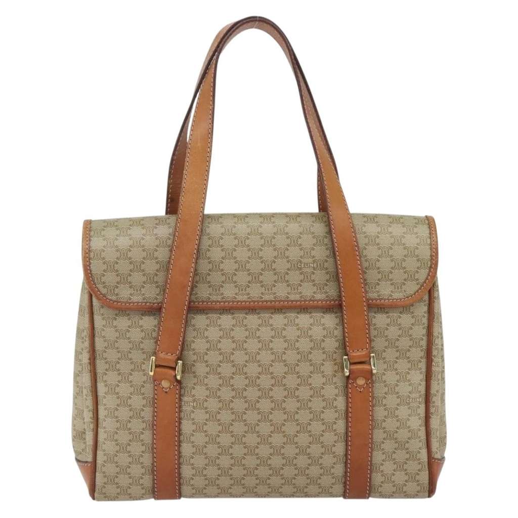 Celine Vintage Macadam Handbag Beige Canvas Good condition - Back View