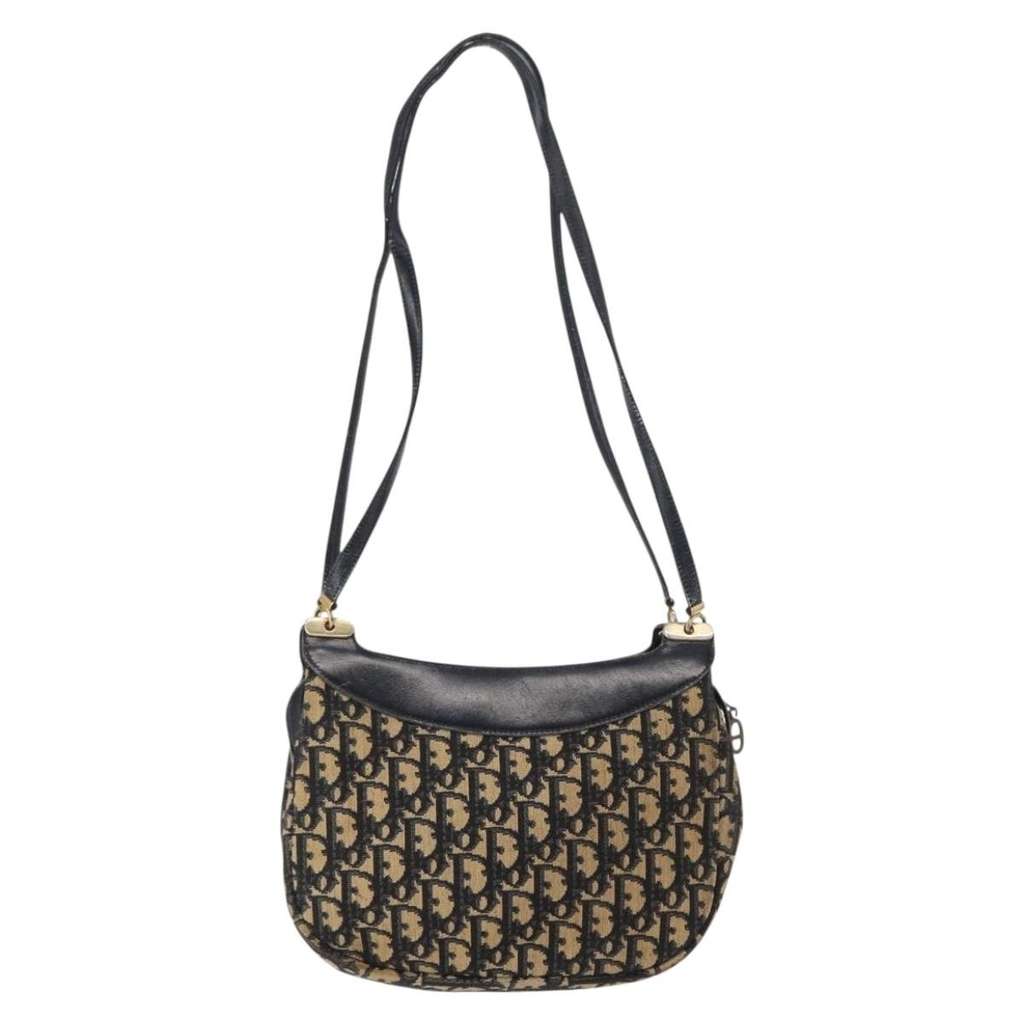 Christian Dior Vintage Trotter Shoulder Bag Navy Canvas Good condition - Back View