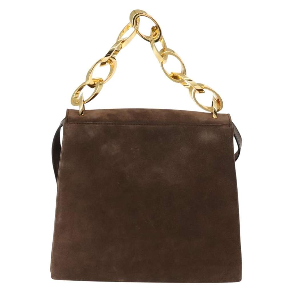 Salvatore Ferragamo Vintage Handbag Brown Suede Good condition - Back View