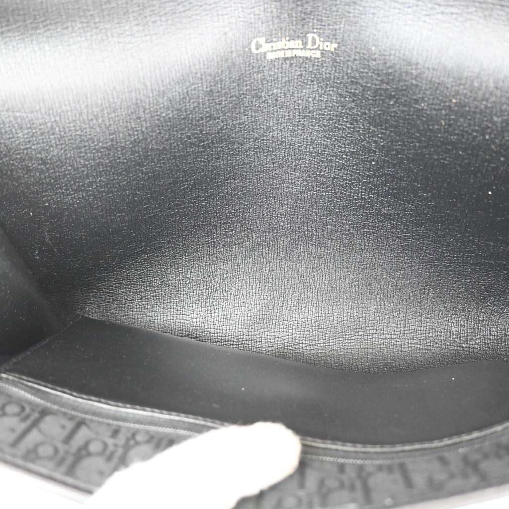 Christian Dior Vintage Chain Flap Shoulder Bag Black Canvas Good condition - Box View