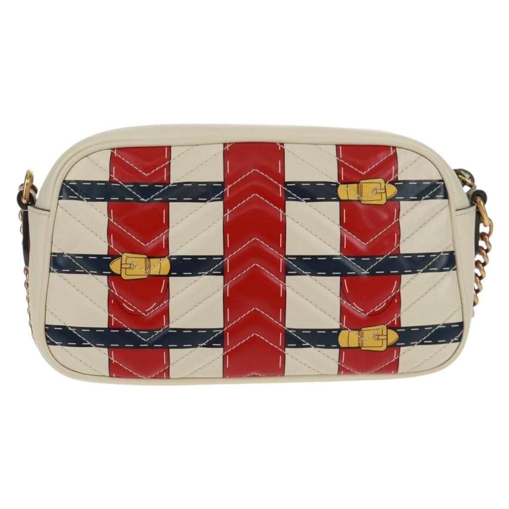 Gucci GG Marmont Camera Bag White Leather Good condition - Back View