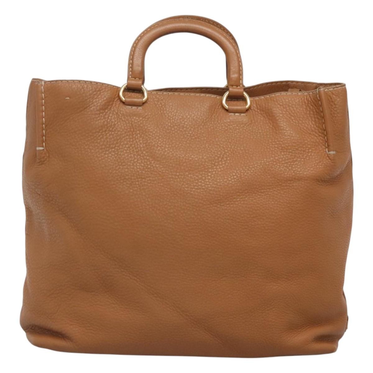 Prada Embossed Logo Convertible Open Tote Brown Leather Good condition - Back View