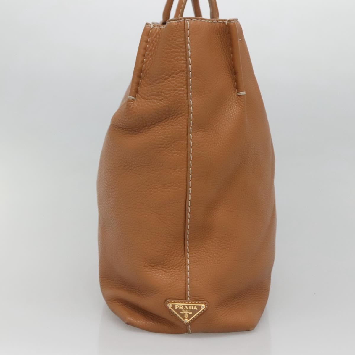 Prada Embossed Logo Convertible Open Tote Brown Leather Good condition - Inside View