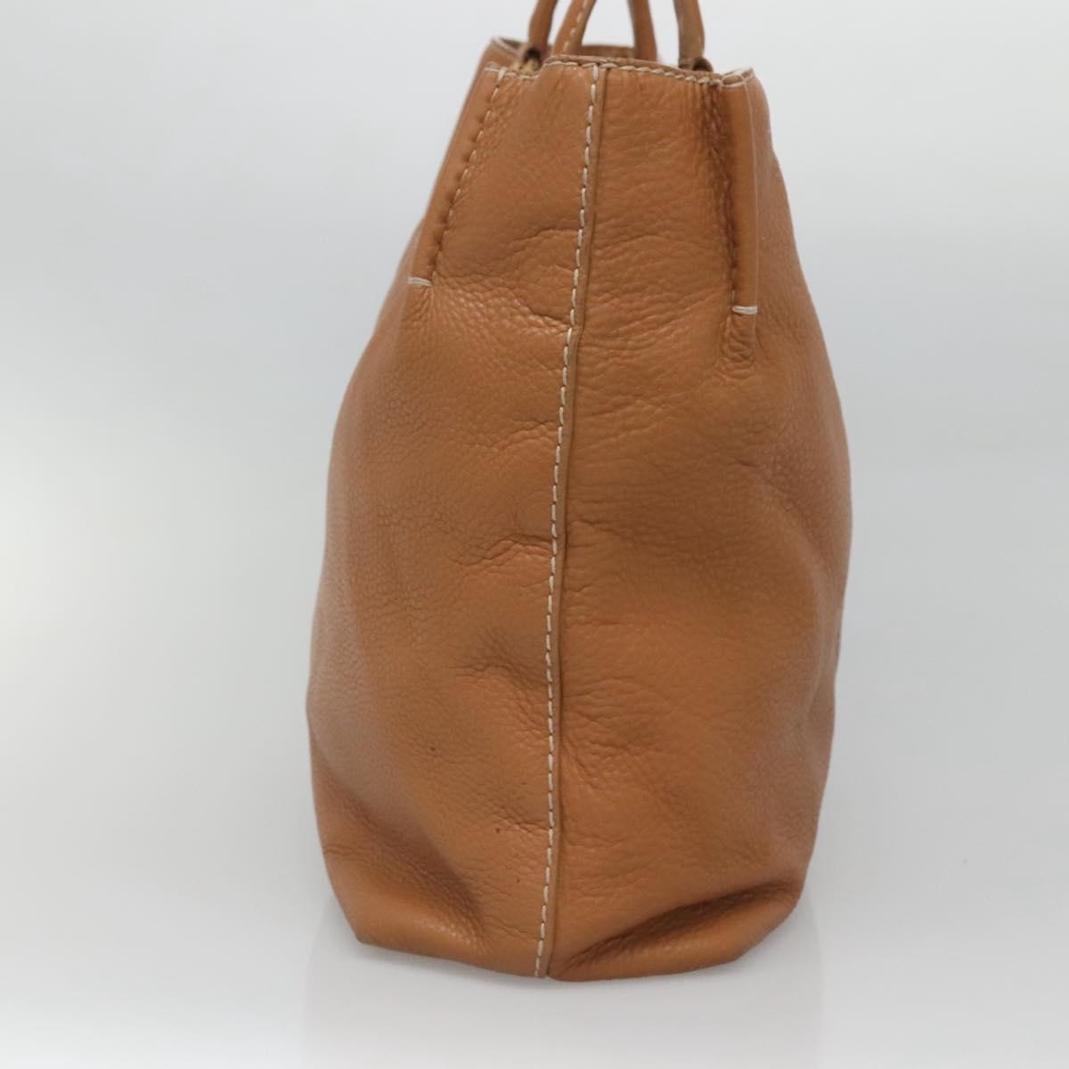 Prada Embossed Logo Convertible Open Tote Brown Leather Good condition - Model View