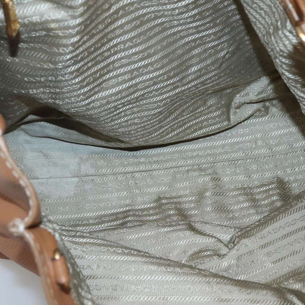 Prada Embossed Logo Convertible Open Tote Brown Leather Good condition - Box View