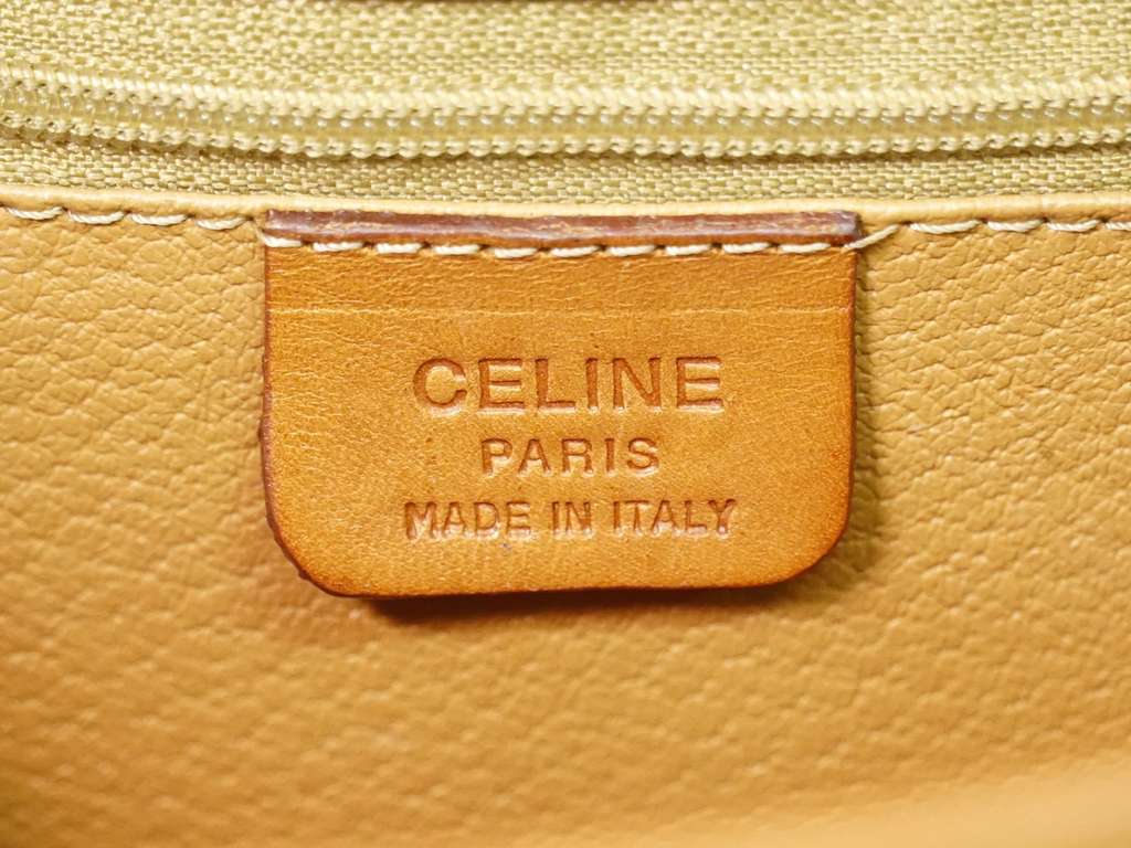 Celine Vintage Macadam Shoulder Bag Beige Canvas Fair condition - Model View