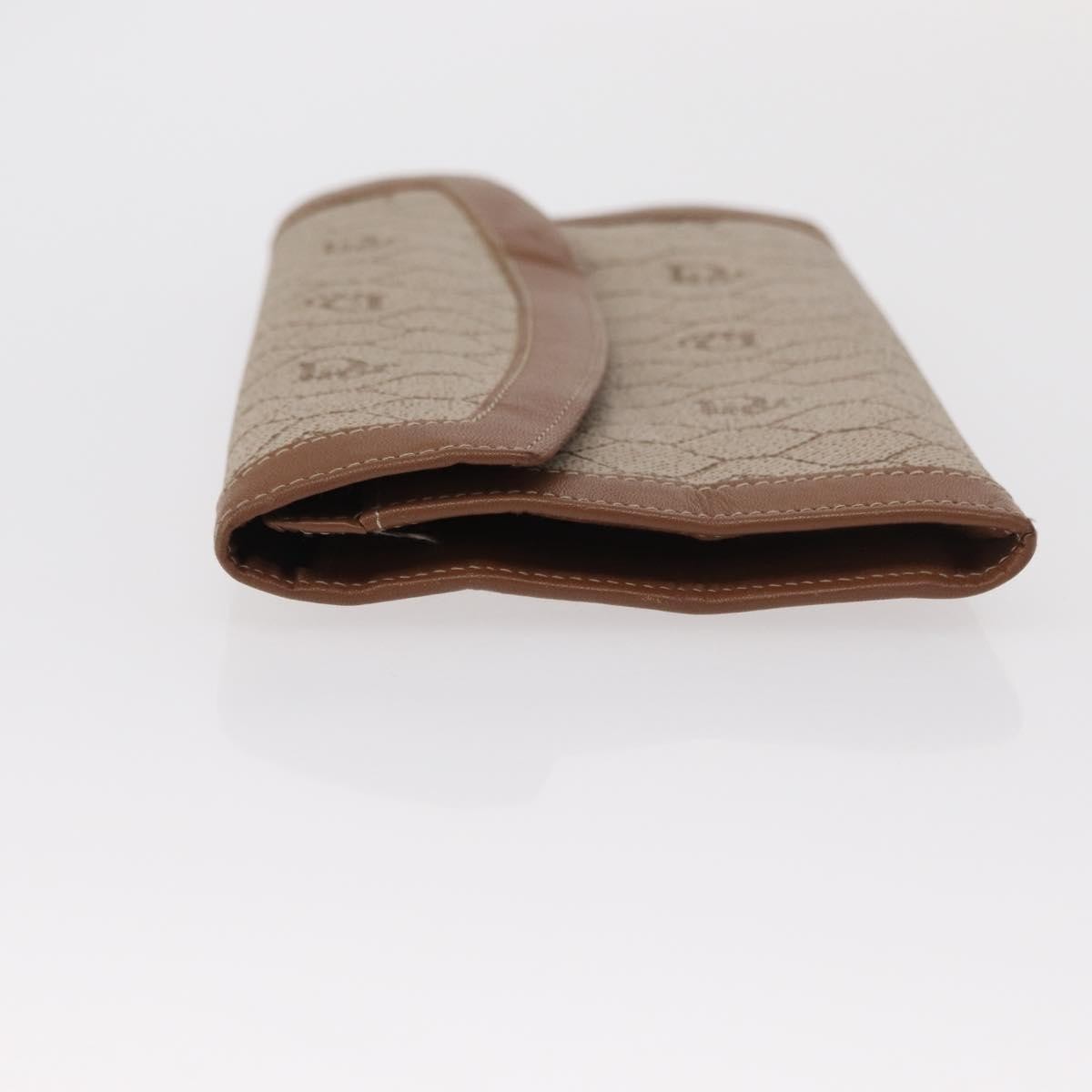 Christian Dior Vintage Honeycomb Flap Wallet Beige Canvas Good condition - Model View