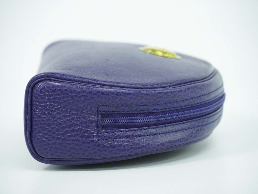 Christian Dior Vintage Zip Pochette Blue Leather Good condition - Inside View