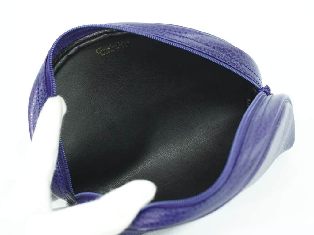 Christian Dior Vintage Zip Pochette Blue Leather Good condition - Model View