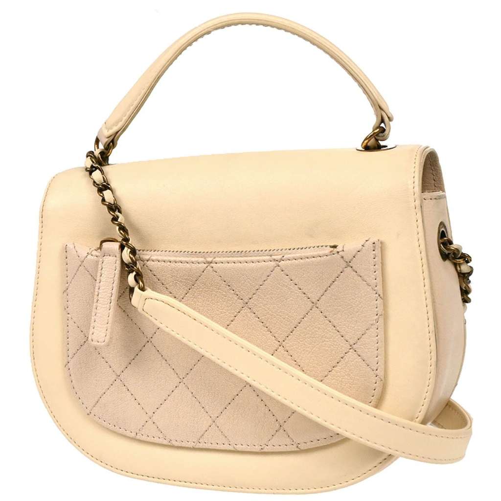 Chanel Coco Curve Flap Messenger Beige Leather Good condition - Back View