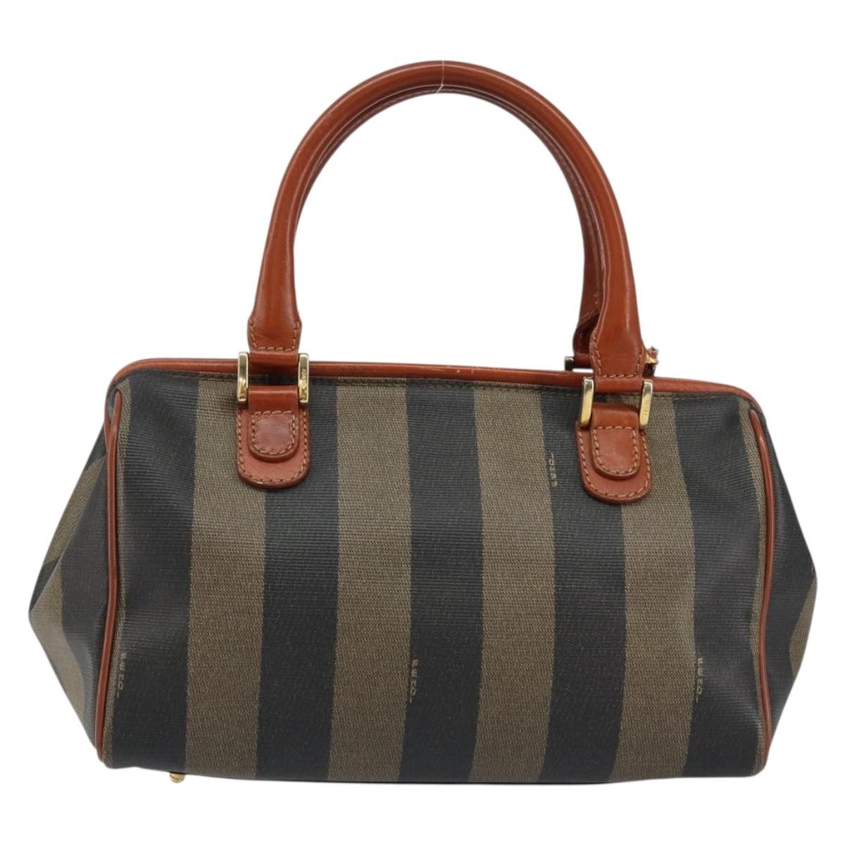 Fendi Vintage Pequin Convertible Boston Bag Black Canvas Good condition - Back View