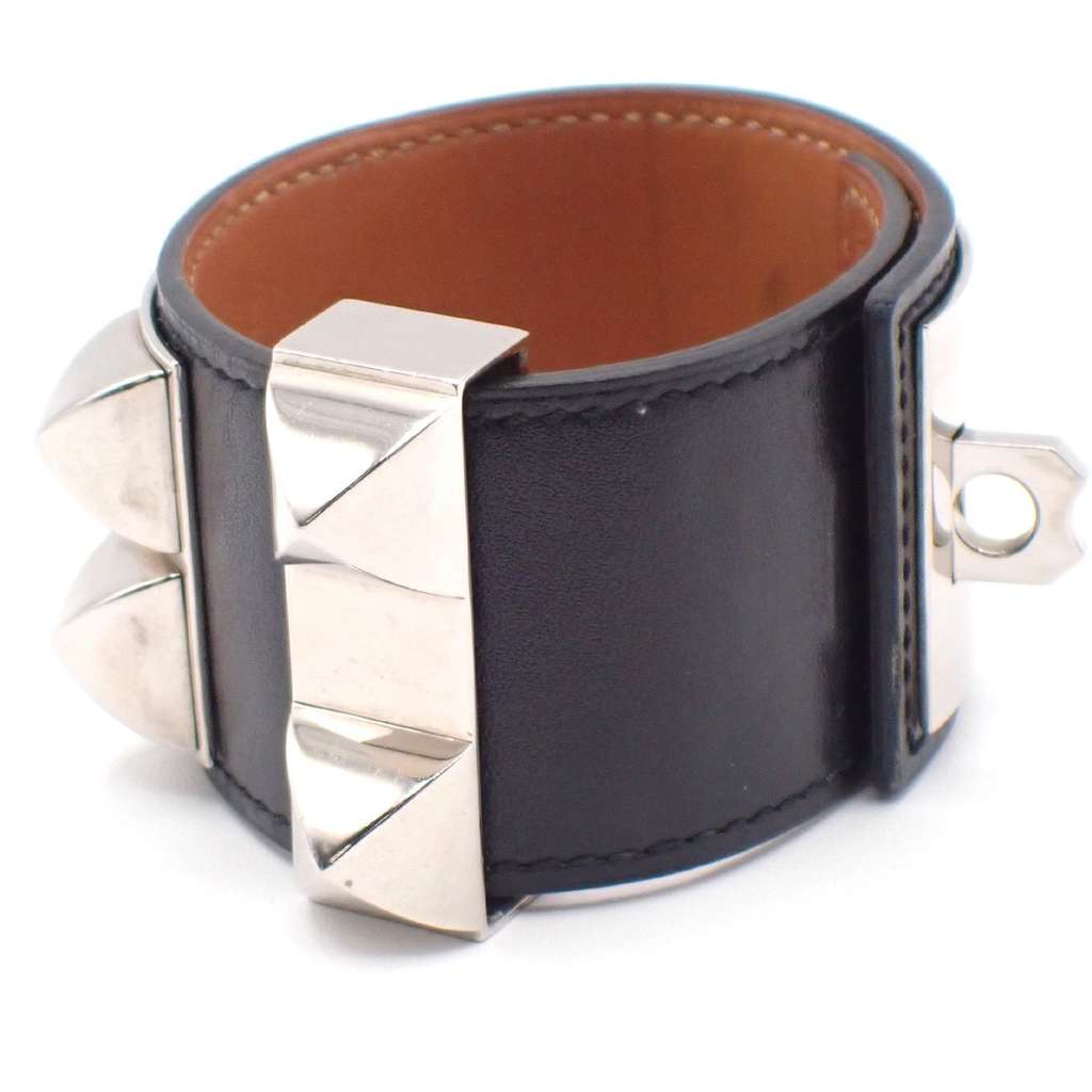 Hermès Collier de Chien Bracelet Black Leather Good condition - Back View