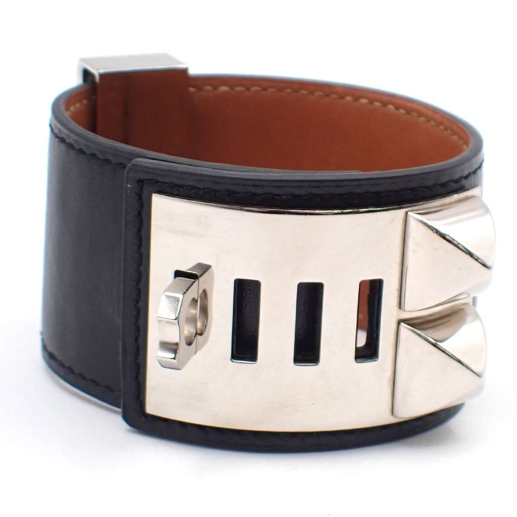 Hermès Collier de Chien Bracelet Black Leather Good condition - Model View