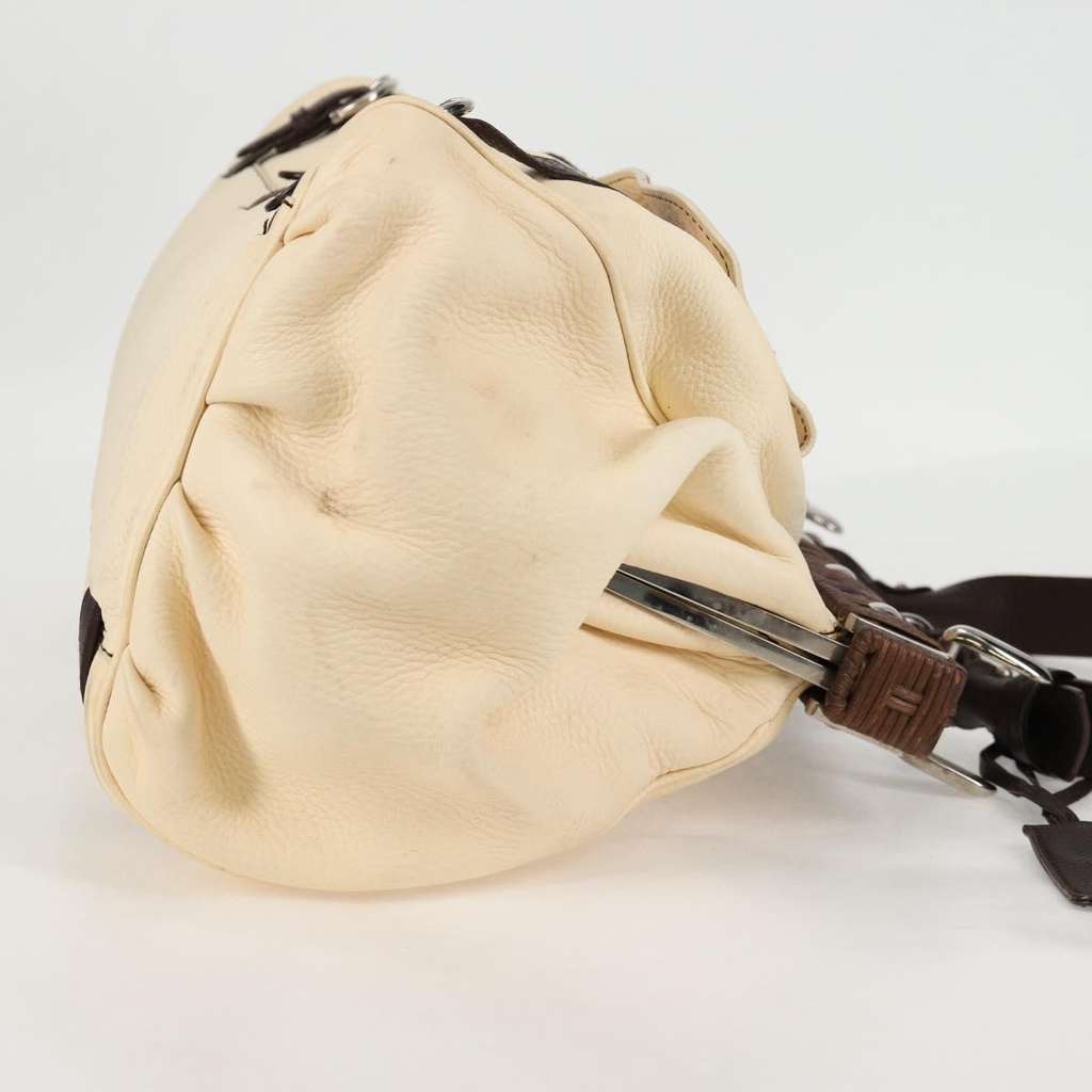 Salvatore Ferragamo Gancini handbag Beige Leather Good condition - Box View